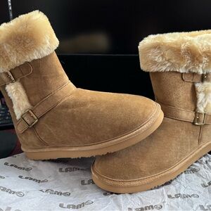LAM Chestnut Brown Fur-Lined Winter Boots